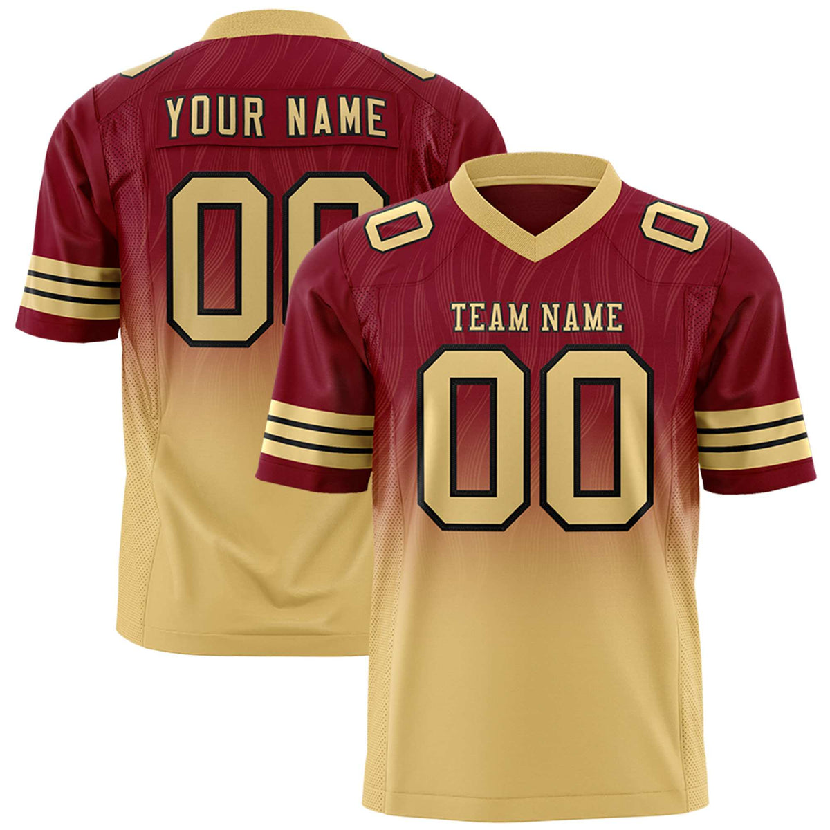Custom Crimson and Khaki Gradient Fashion Outdoor Authentic Football Jersey