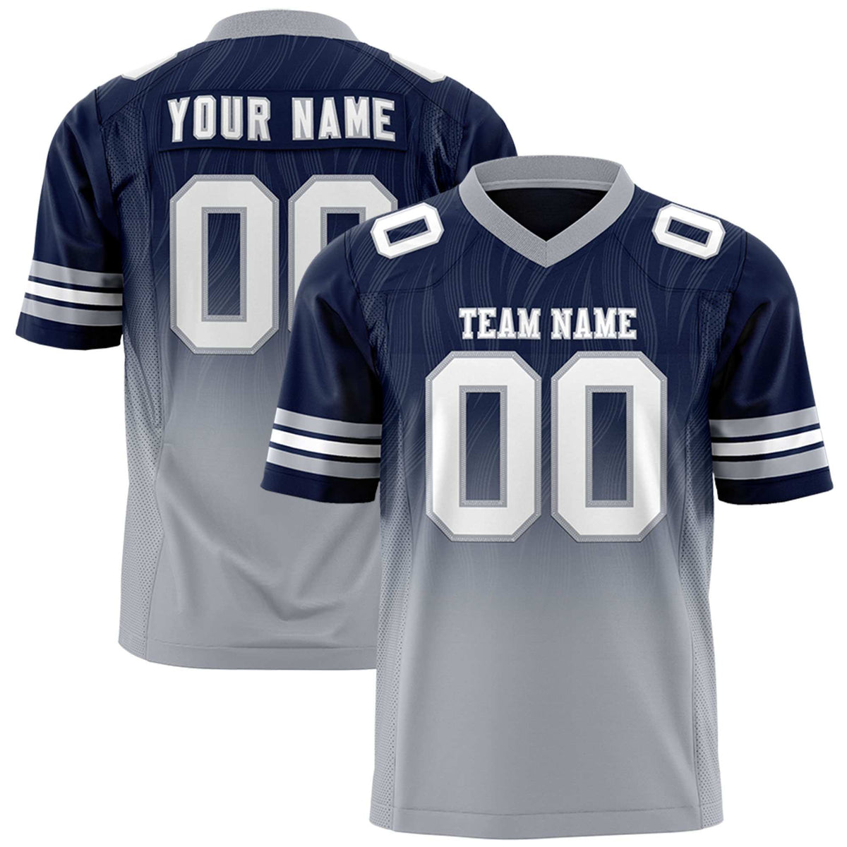 Custom Navy and Gray Gradient Fashion Outdoor Authentic Football Jersey