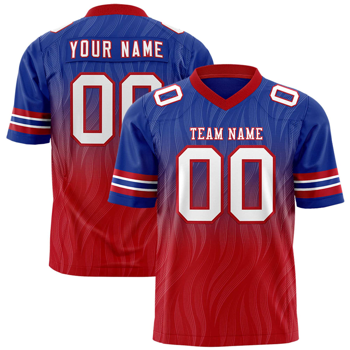 Custom Royal and Red Gradient Fashion Outdoor Authentic Football Jersey