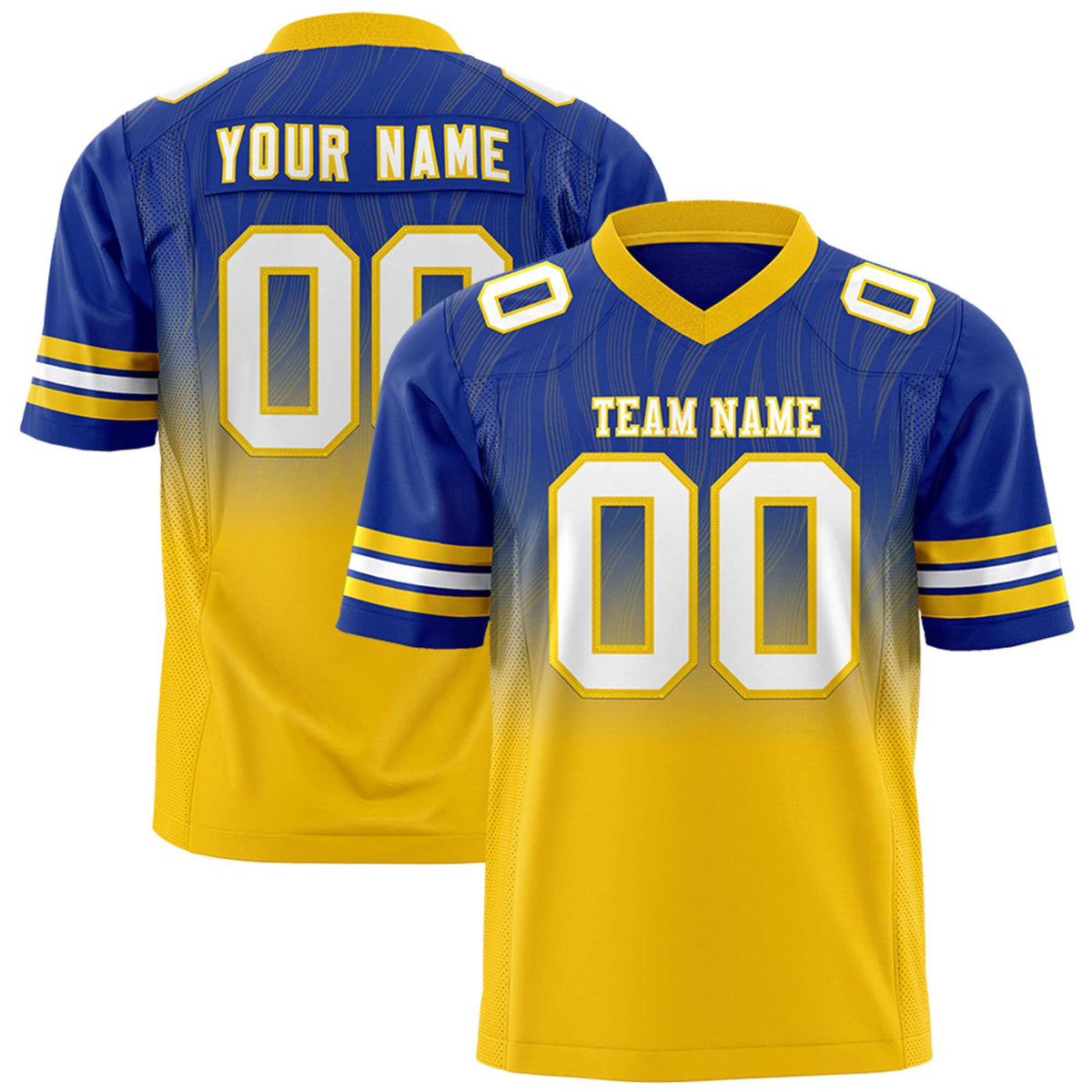 Custom Royal and Gold Gradient Fashion Outdoor Authentic Football Jersey