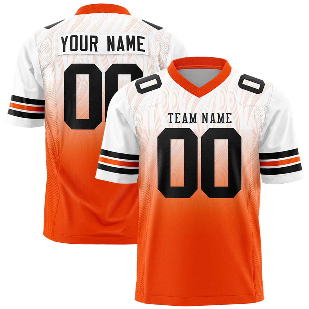 Custom White and Orange Gradient Fashion Outdoor Authentic Football Jersey