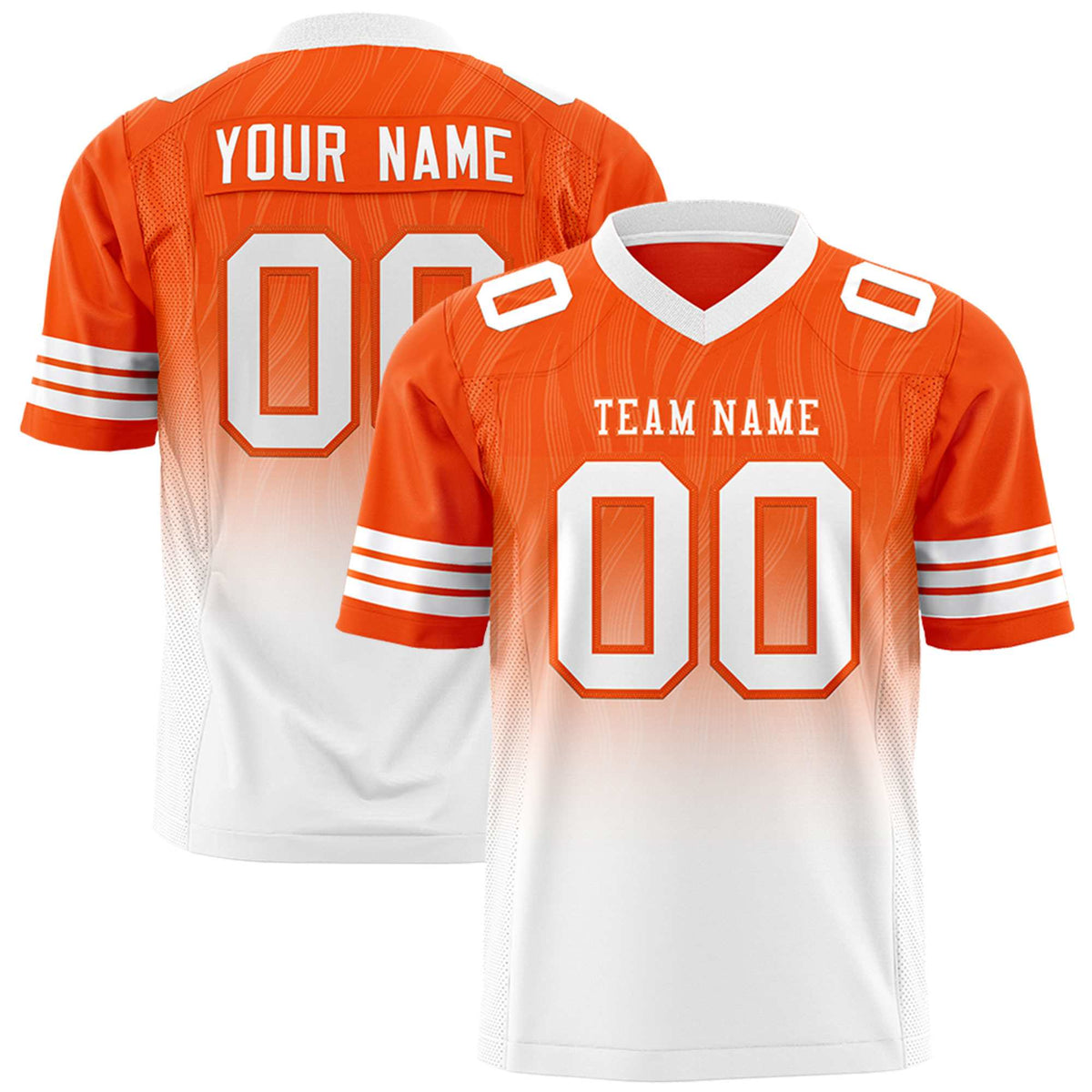Custom Orange and White Gradient Fashion Outdoor Authentic Football Jersey
