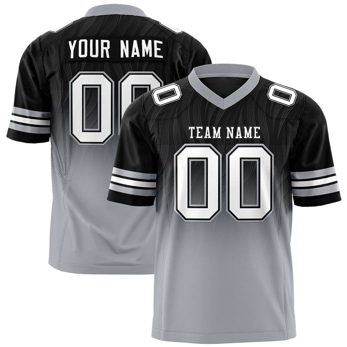 Custom Black and Gray Gradient Fashion Outdoor Authentic Football Jersey