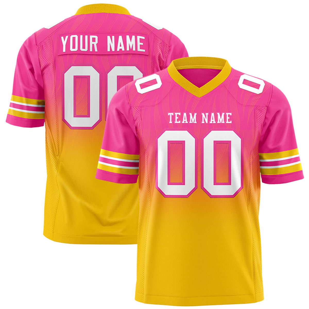 Custom Pink and Gold Gradient Fashion Outdoor Authentic Football Jersey