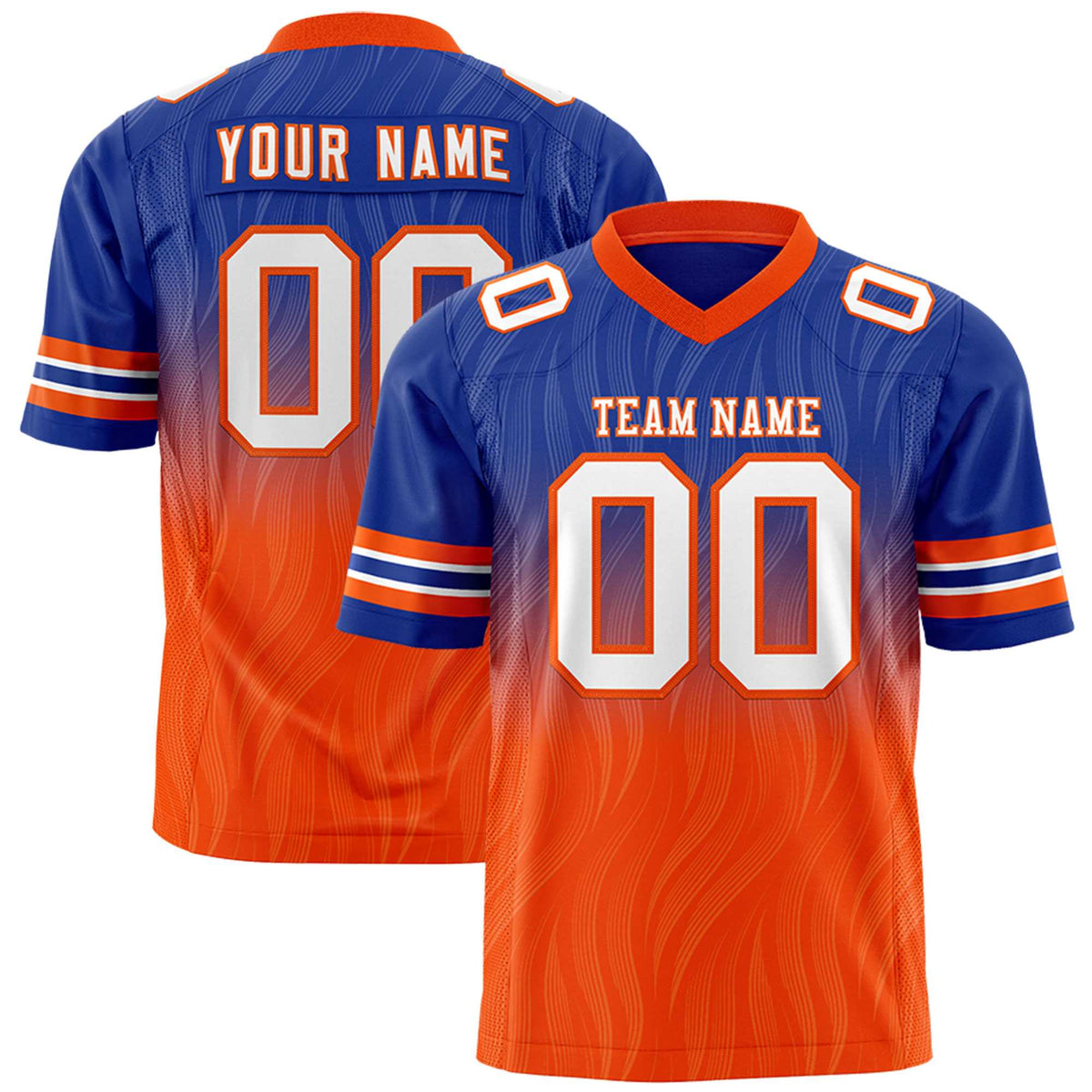Custom Royal and Orange Gradient Fashion Outdoor Authentic Football Jersey