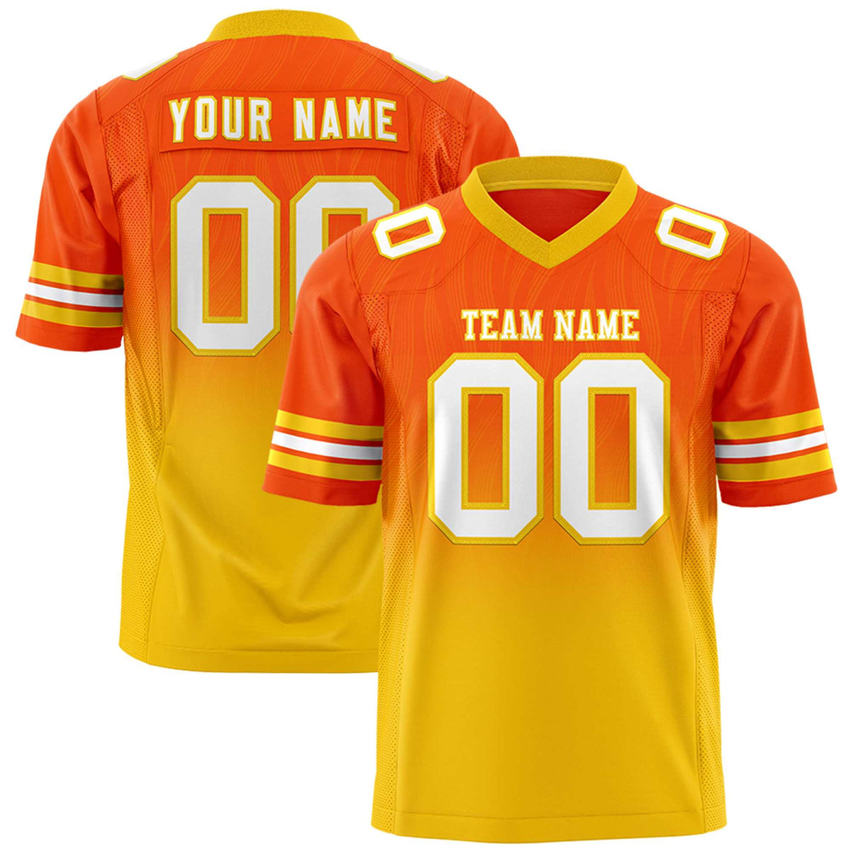 Custom Orange and Gold Gradient Fashion Outdoor Authentic Football Jersey