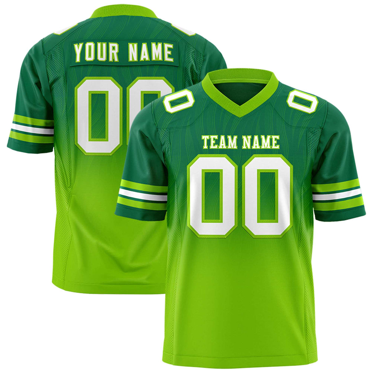 Custom Kelly Green and Neon Green Gradient Fashion Outdoor Authentic Football Jersey