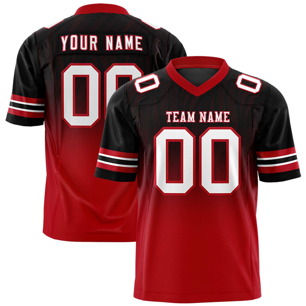 Custom Black and Red Gradient Fashion Outdoor Authentic Football Jersey