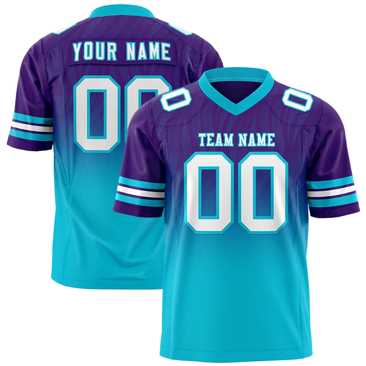 Custom Purple and Sky Blue Gradient Fashion Outdoor Authentic Football Jersey