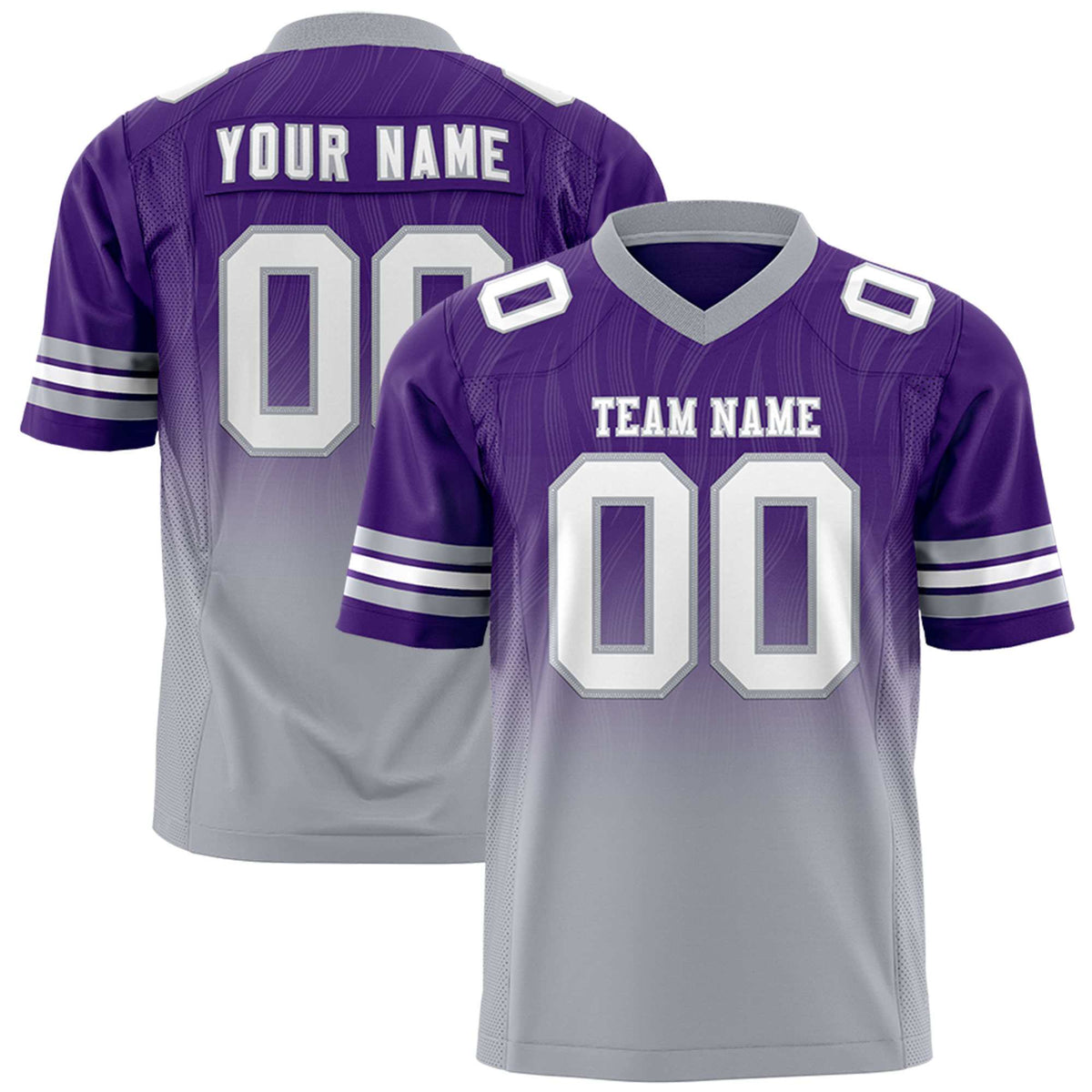 Custom Purple and Gray Gradient Fashion Outdoor Authentic Football Jersey