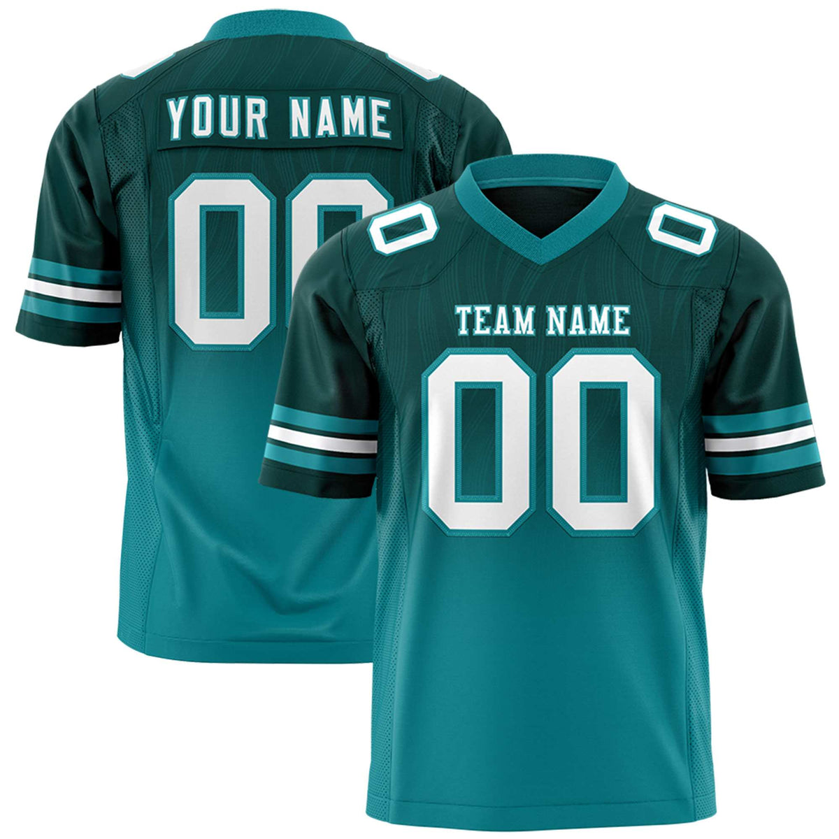 Custom Midnight Green and Aqua Gradient Fashion Outdoor Authentic Football Jersey