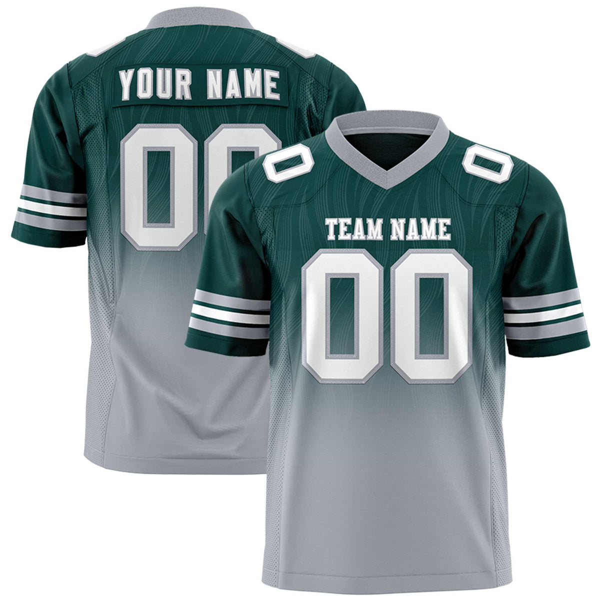 Custom Midnight Green and Gray Gradient Fashion Outdoor Authentic Football Jersey