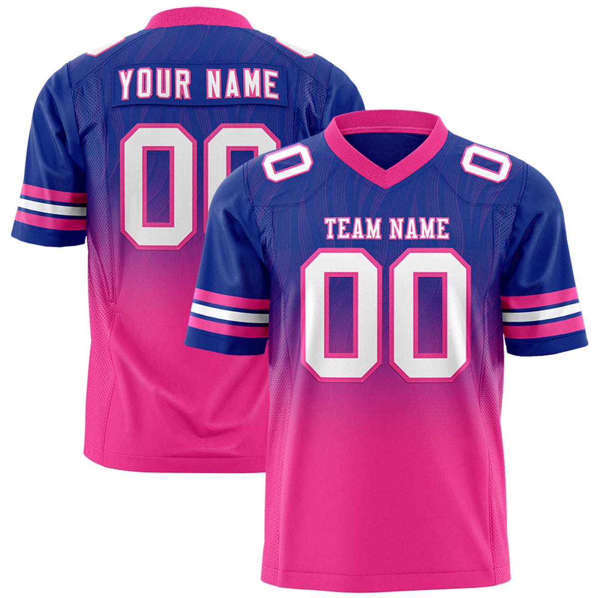 Custom Royal and Pink Gradient Fashion Outdoor Authentic Football Jersey