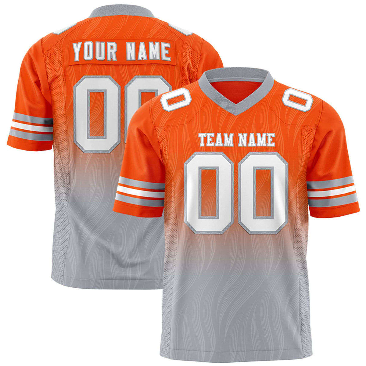Custom Orange and Gray Gradient Fashion Outdoor Authentic Football Jersey