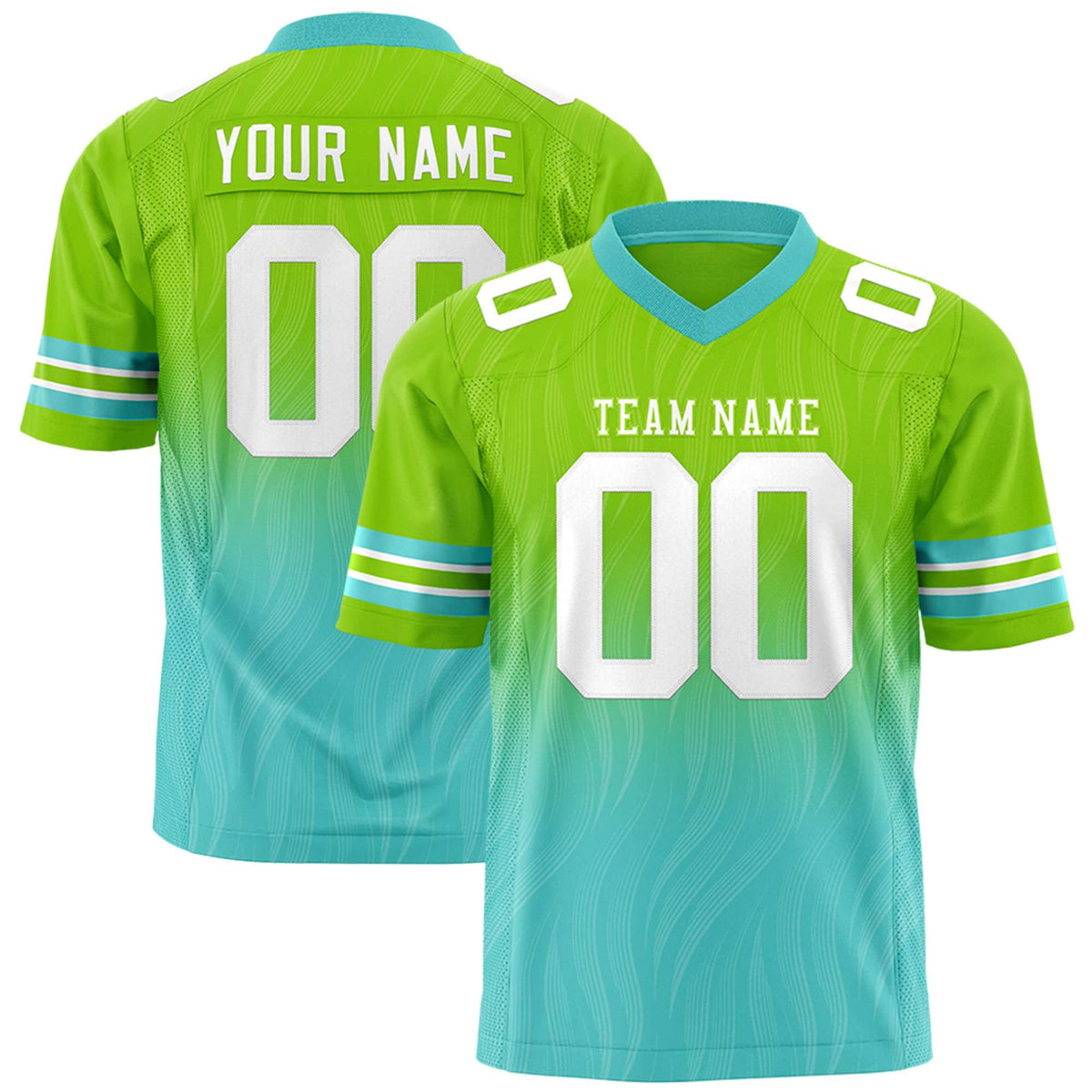Custom Neon Green and Bright Green Gradient Fashion Outdoor Authentic Football Jersey