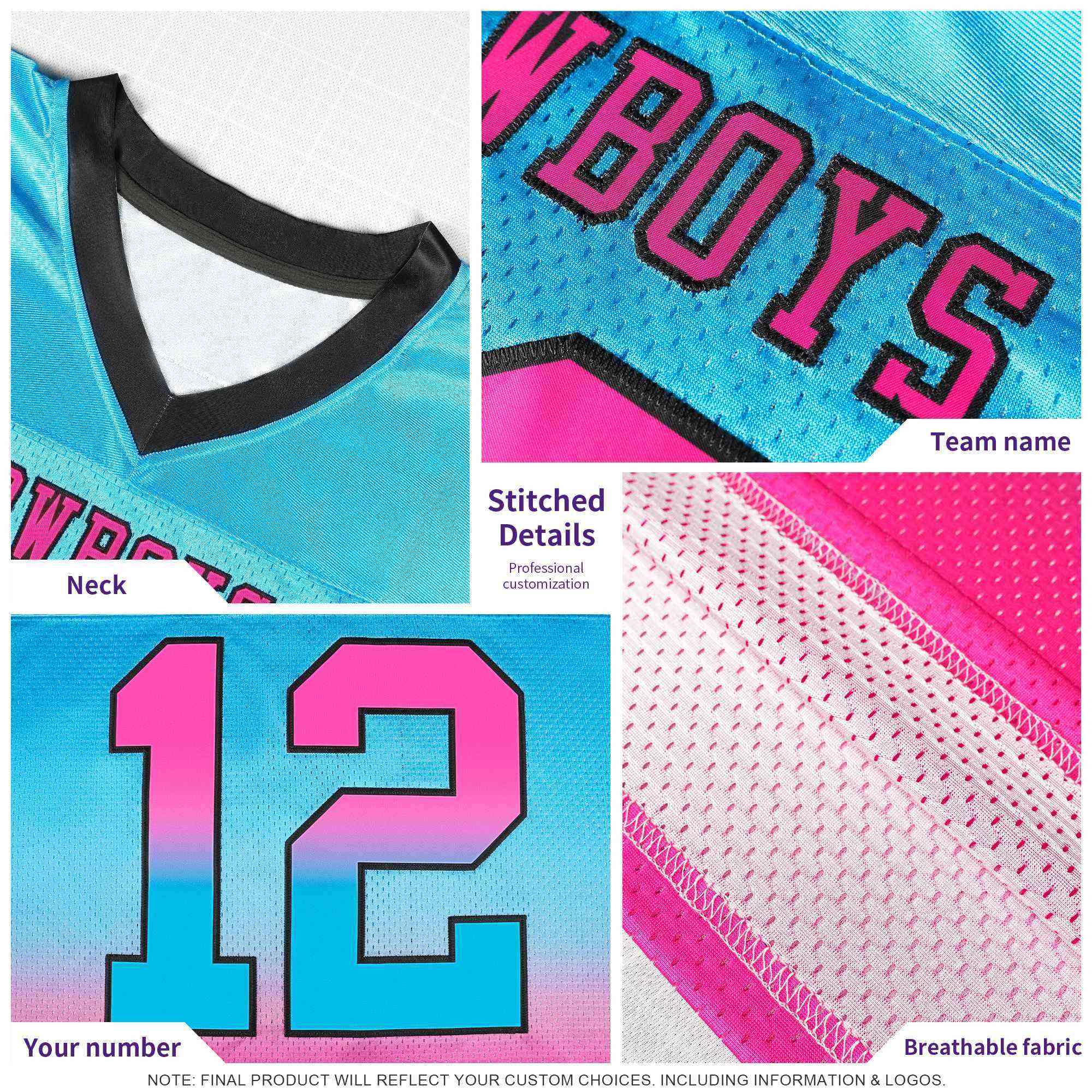 Custom Purple and Pink Gradient Fashion Outdoor Authentic Football Jersey
