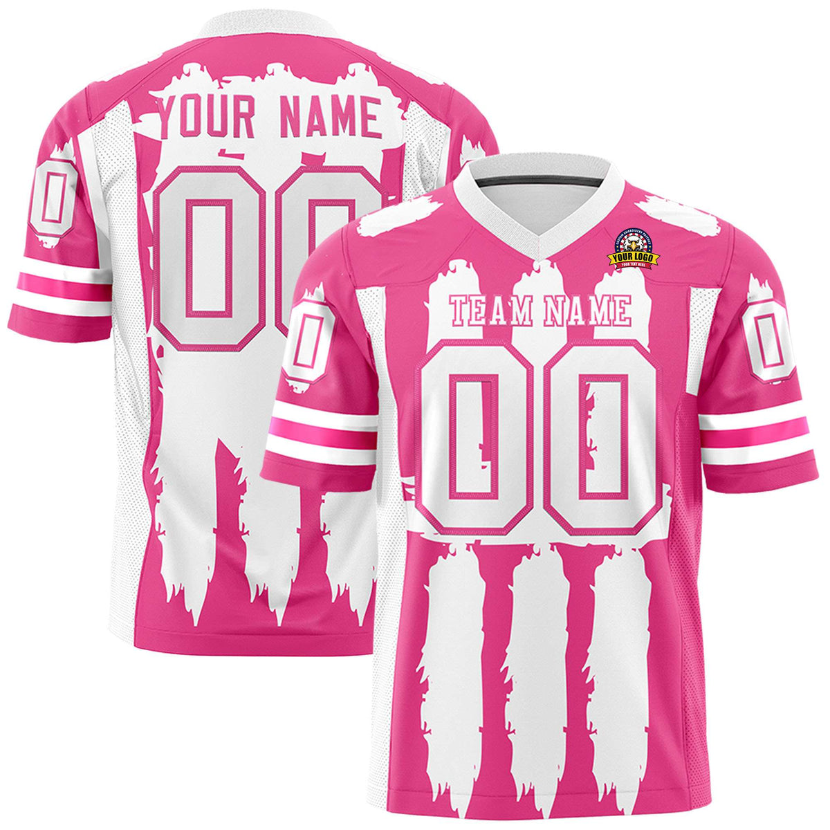 Custom Pink White and  Graffiti Pattern Practice American Football Jerseys
