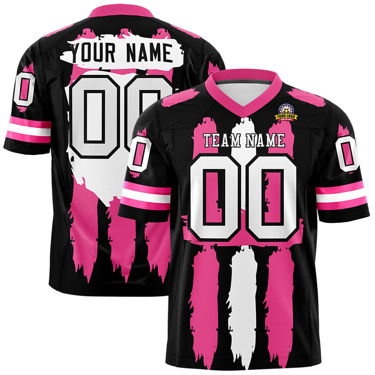 Custom Black Pink and White Graffiti Pattern Practice American Football Jerseys