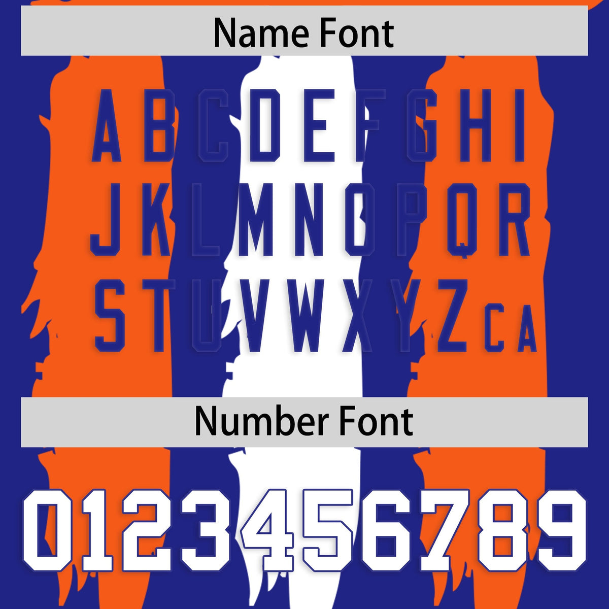 Custom Royal Orange and White Graffiti Pattern Practice American Football Jerseys