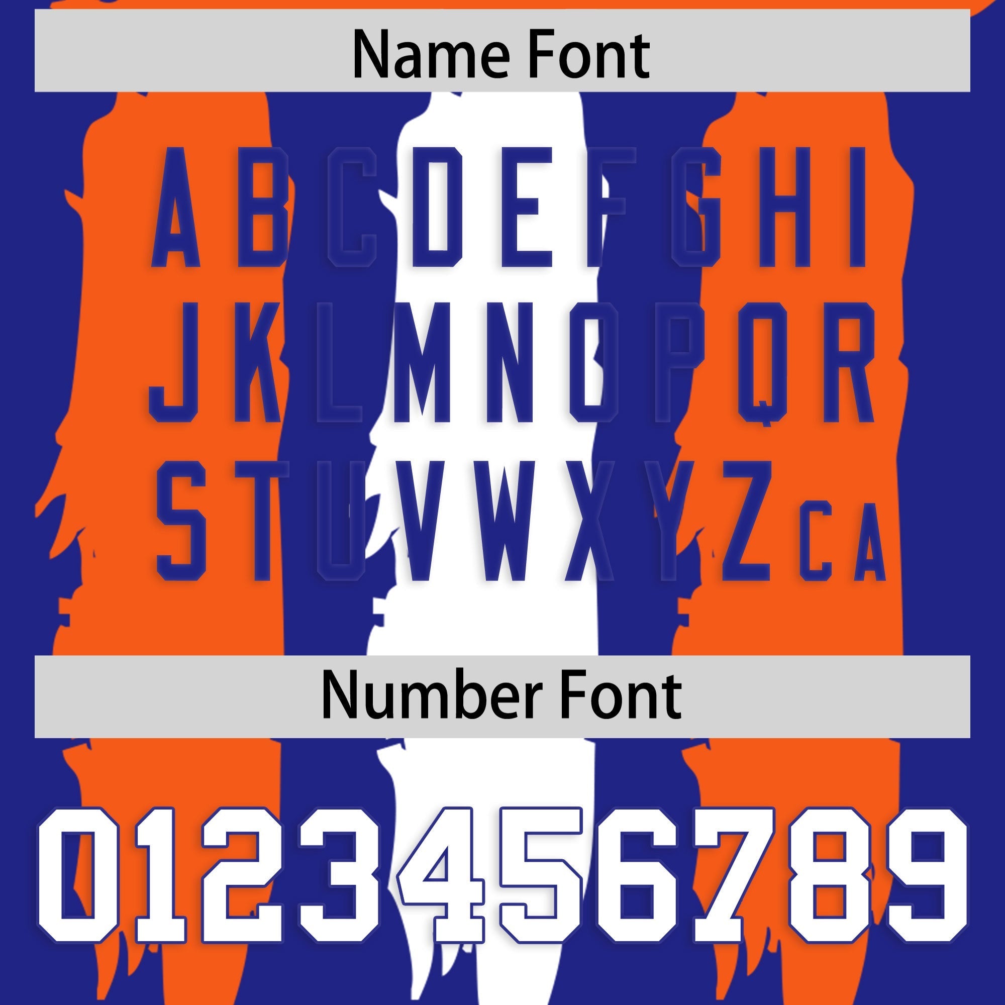 Custom Royal Orange and White Graffiti Pattern Practice American Football Jerseys