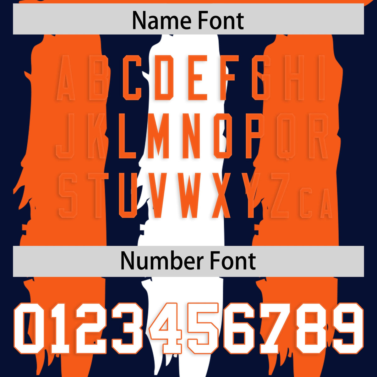 Custom Navy Orange and White Graffiti Pattern Practice American Football Jerseys