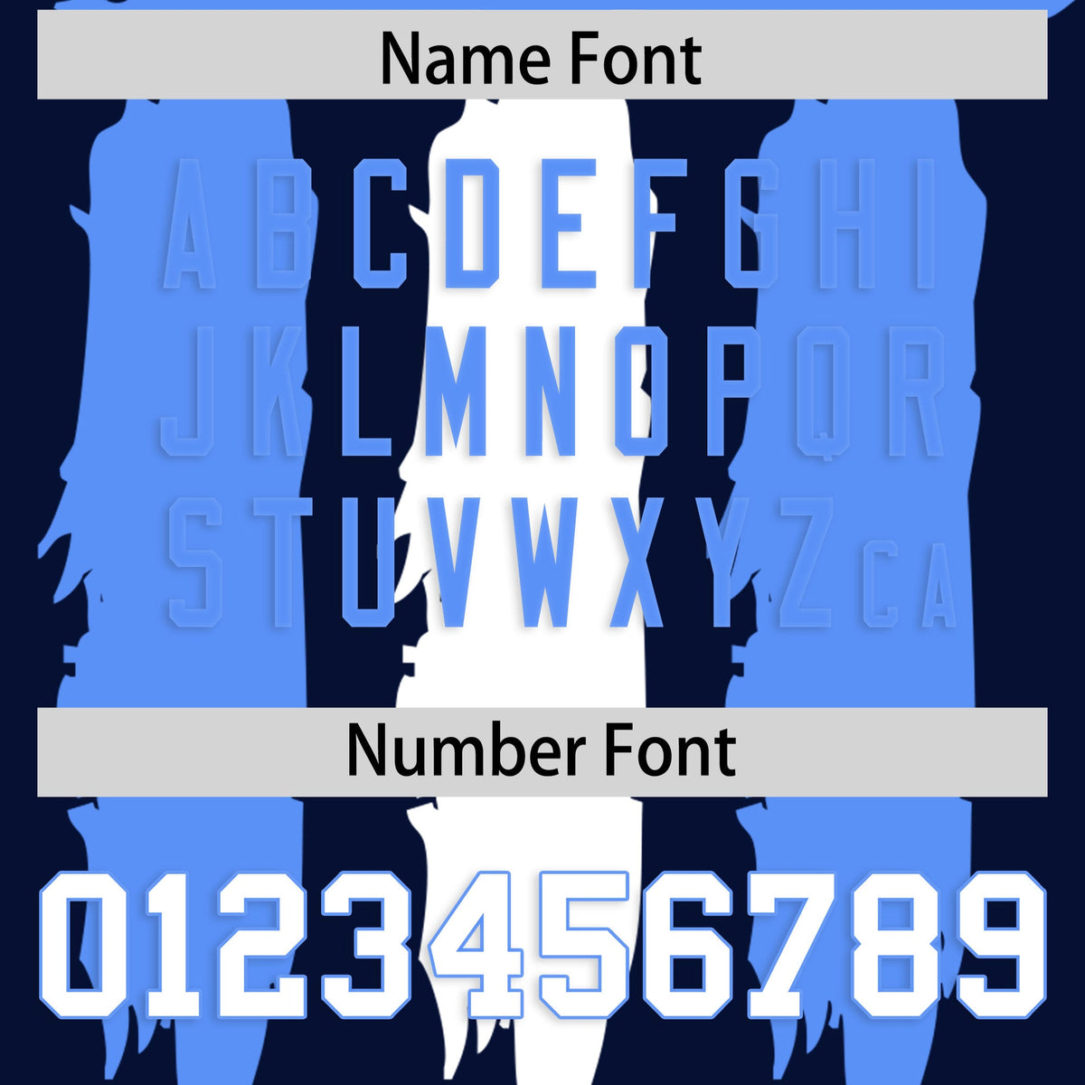 Custom Navy Powder Blue and White Graffiti Pattern Practice American Football Jerseys