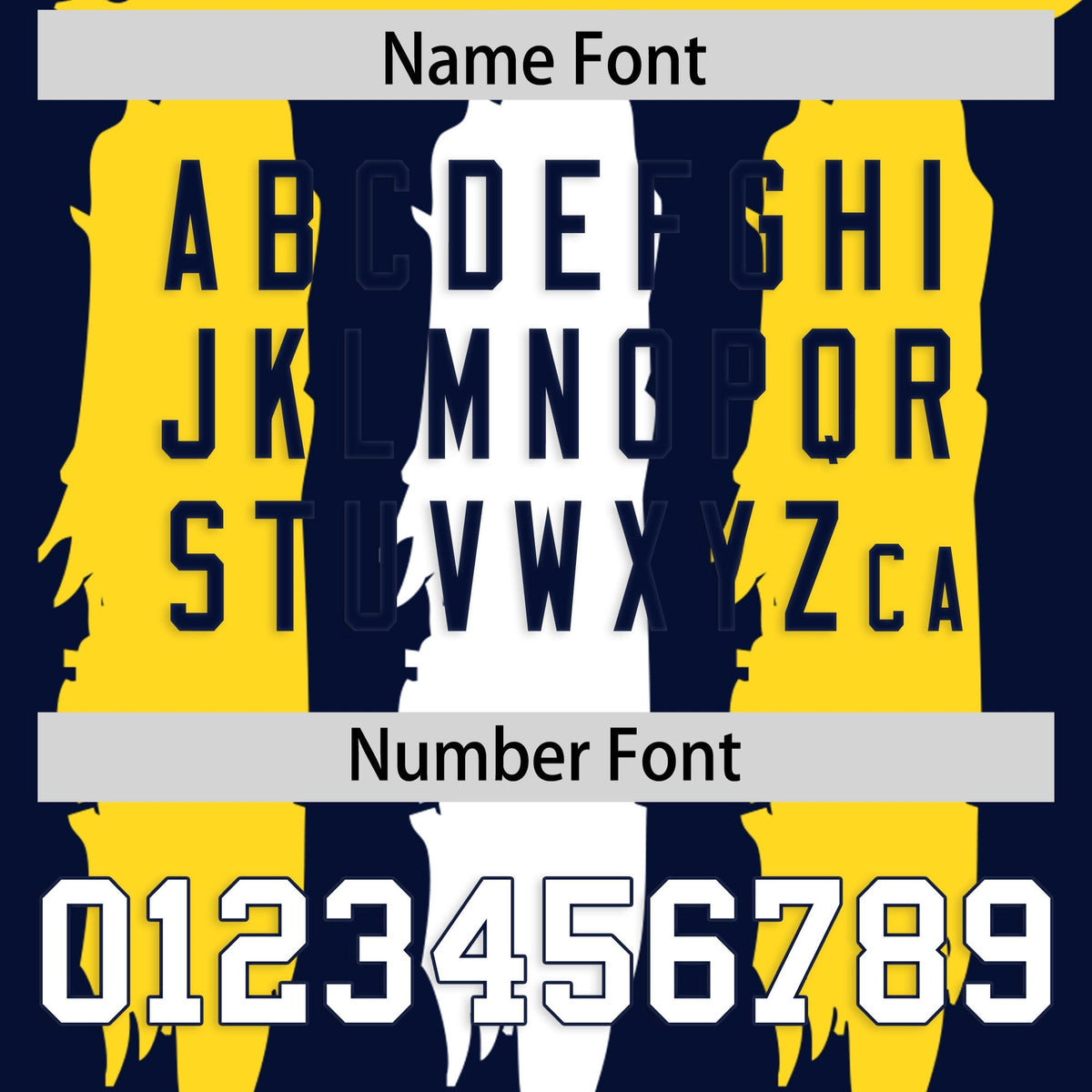 Custom Navy Gold and White Graffiti Pattern Practice American Football Jerseys