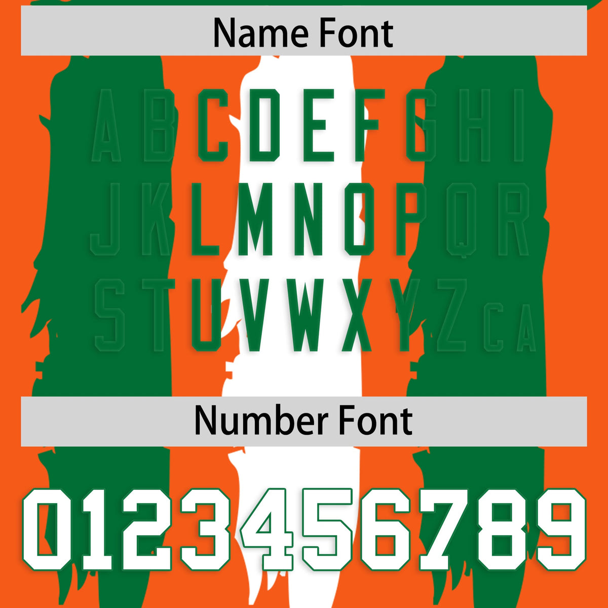 Custom Orange Kelly Green and White Graffiti Pattern Practice American Football Jerseys