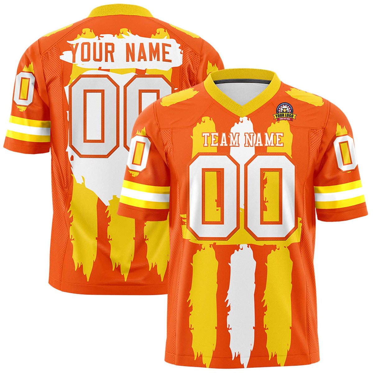 Custom Orange White Graffiti Pattern Practice American Football Jerseys