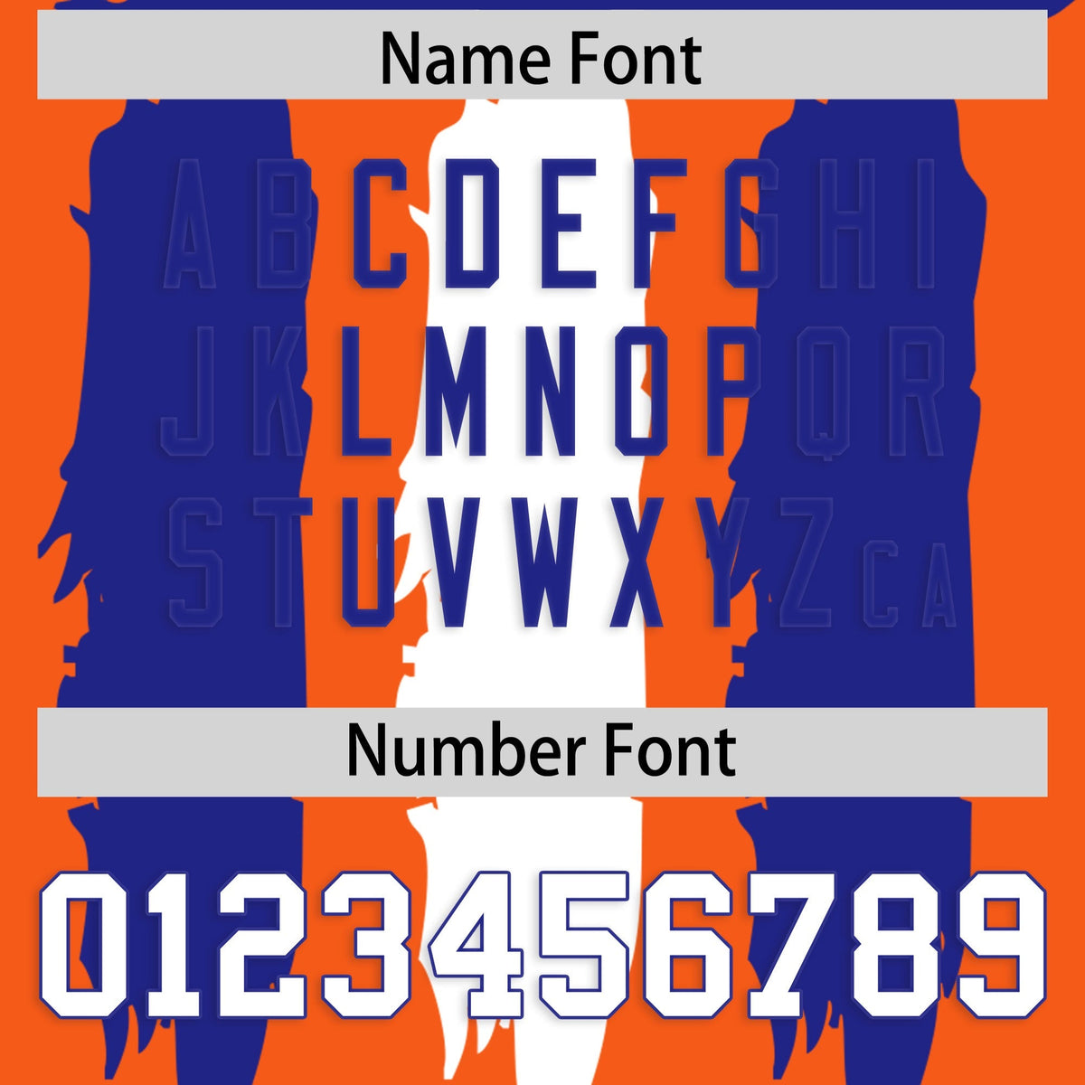Custom Orange Royal and White Graffiti Pattern Practice American Football Jerseys