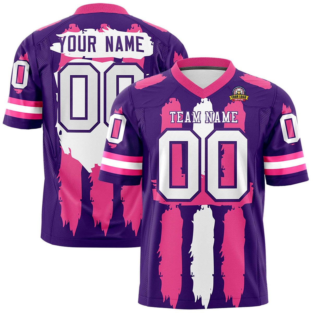 Custom Purple Pink and White Graffiti Pattern Practice American Football Jerseys