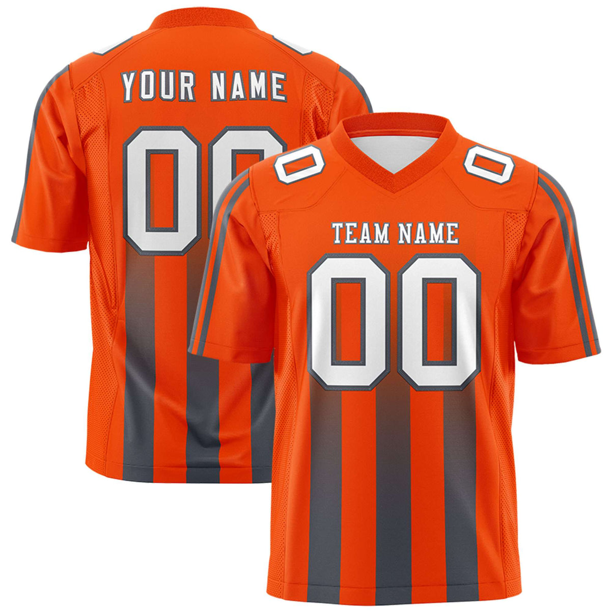 Custom Orange Dark Gray Vertical Fine Stripe Gradient Fashion Personalized Team American Football Jersey