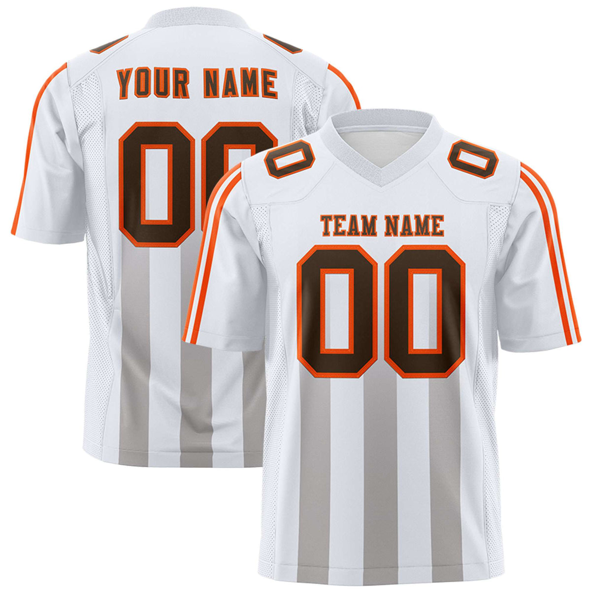 Custom White Gray Vertical Fine Stripe Gradient Fashion Personalized Team American Football Jersey