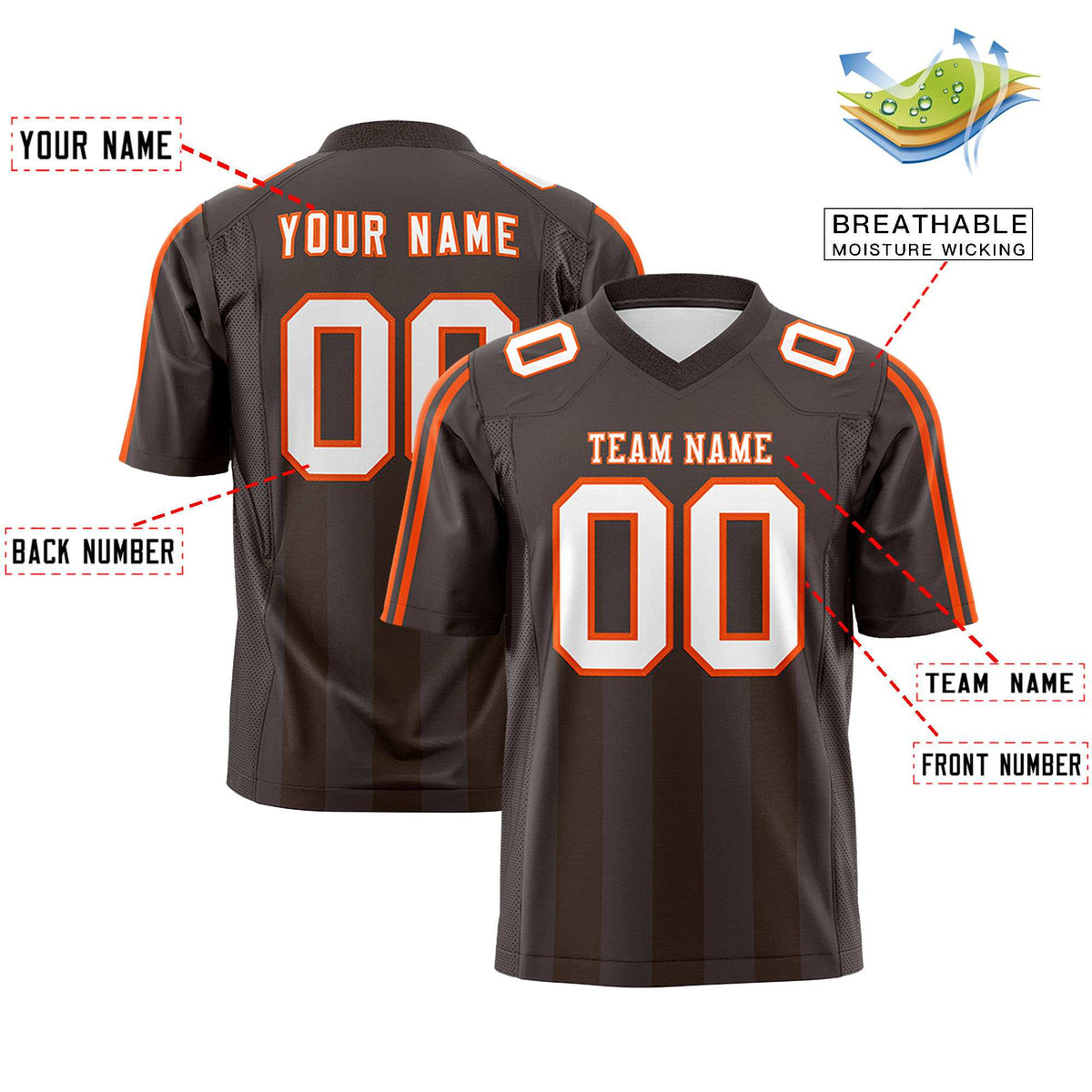 Custom Light Brown Light Brown Vertical Fine Stripe Gradient Fashion Personalized Team American Football Jersey
