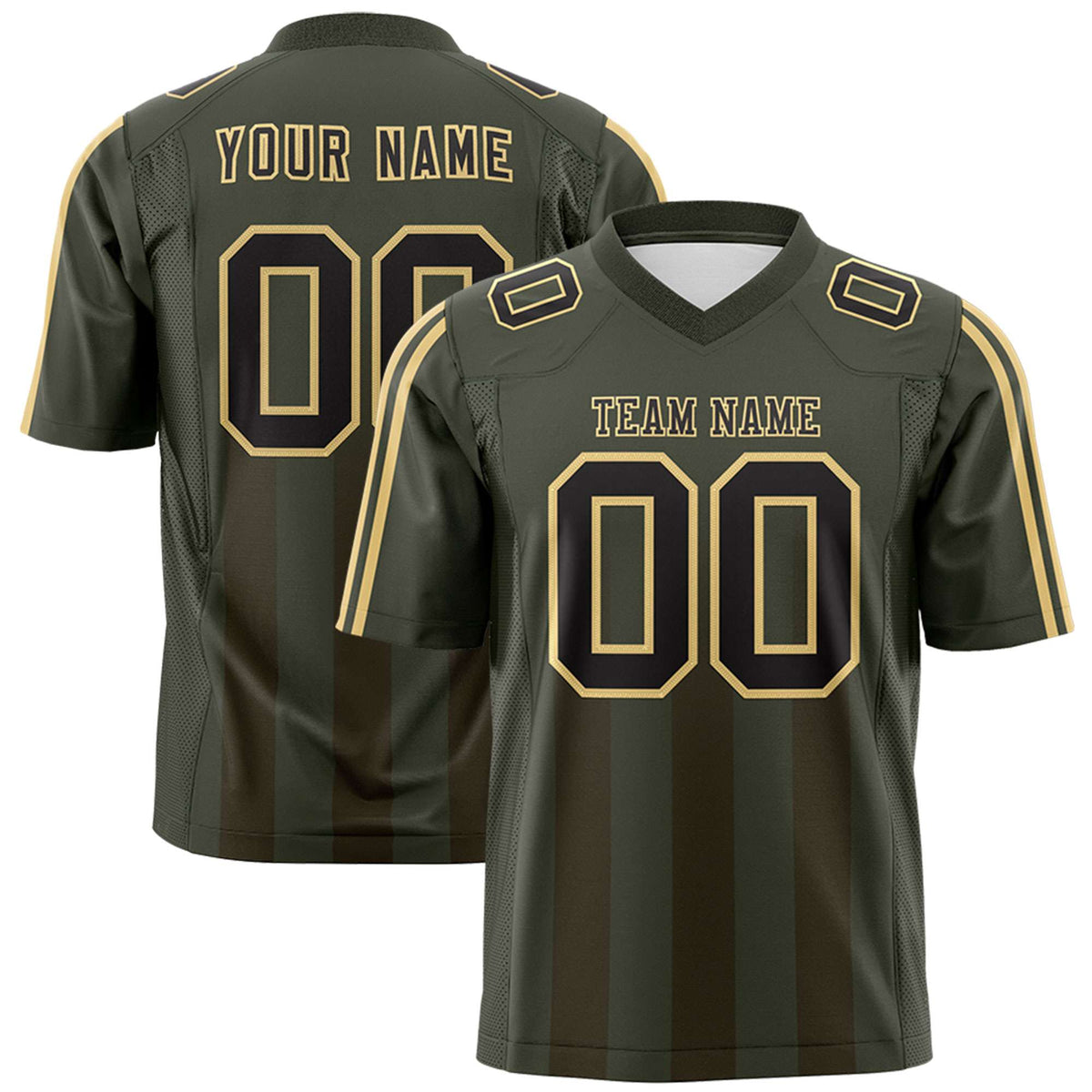 Custom Olive Light Brown Vertical Fine Stripe Gradient Fashion Personalized Team American Football Jersey