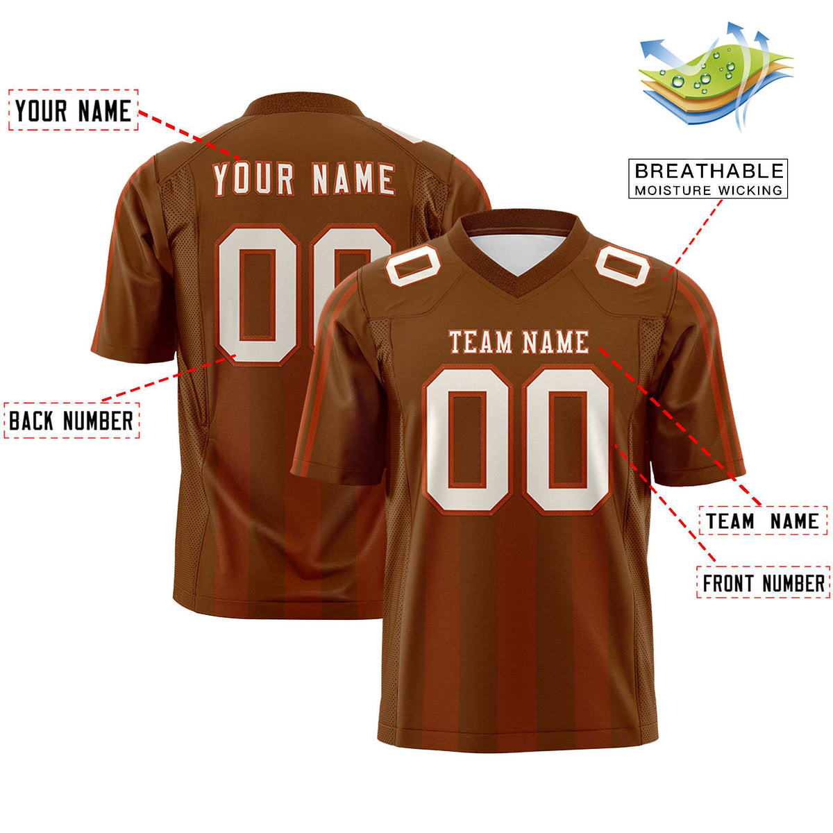 Custom Texas Orange Texas Orange Vertical Fine Stripe Gradient Fashion Personalized Team American Football Jersey