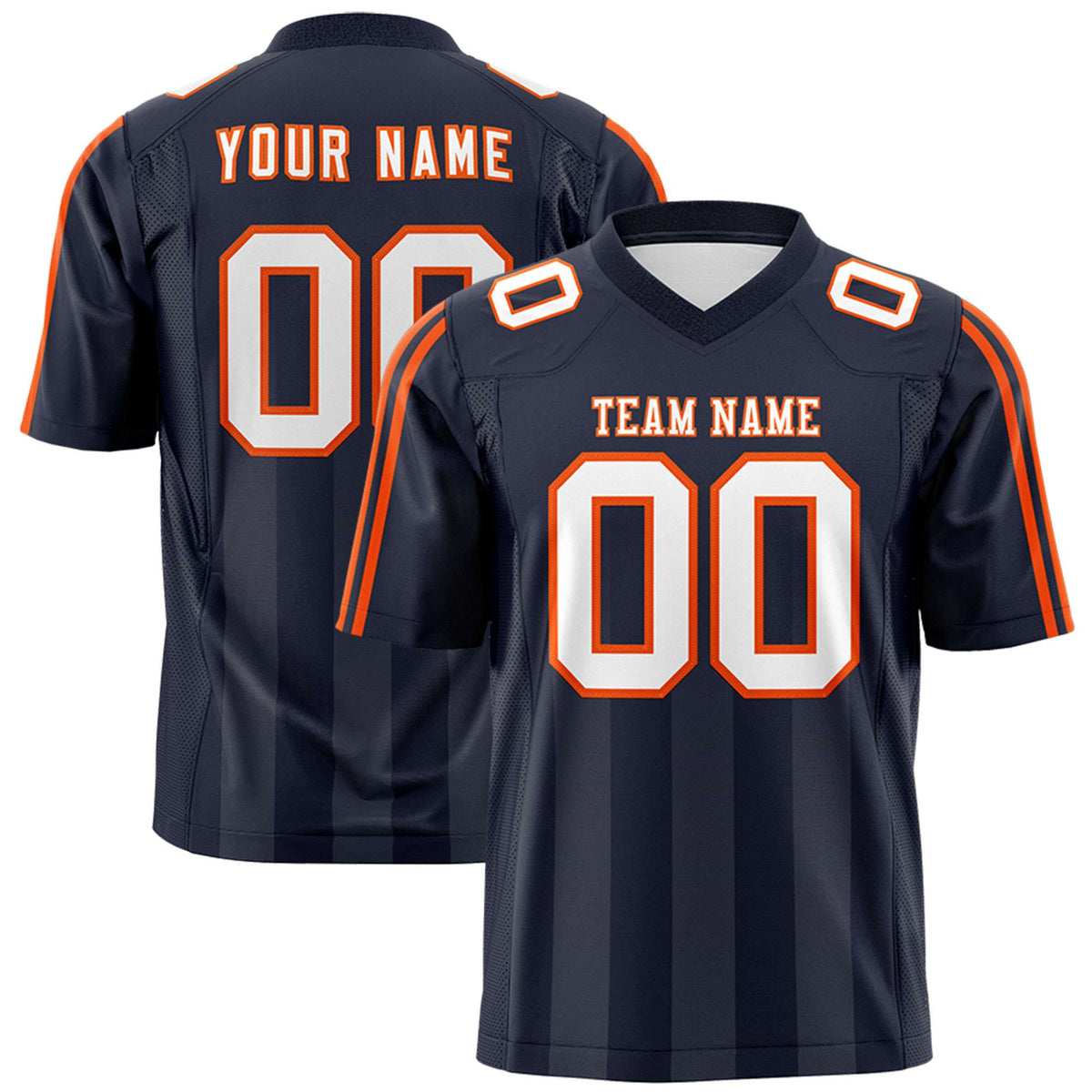 Custom Navy Dark Gray Vertical Fine Stripe Gradient Fashion Personalized Team American Football Jersey