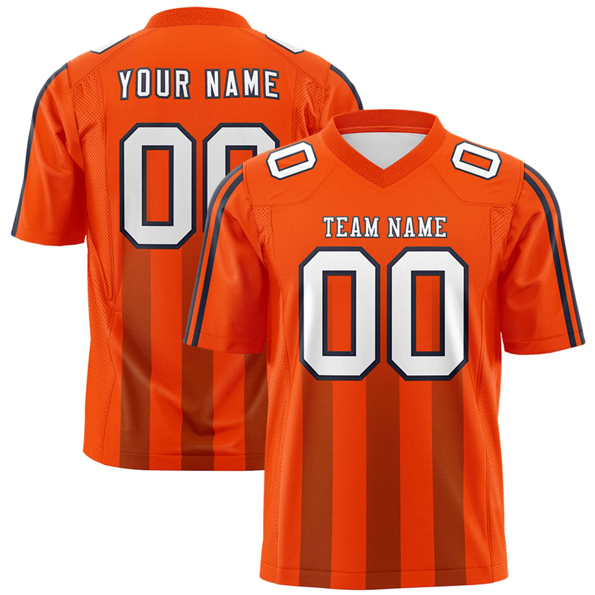 Custom Orange Light Brown Vertical Fine Stripe Gradient Fashion Personalized Team American Football Jersey