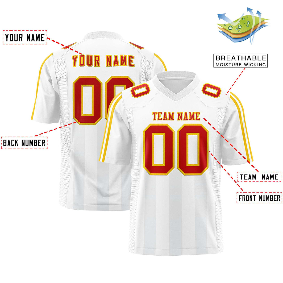 Custom White Gray Vertical Fine Stripe Gradient Fashion Personalized Team American Football Jersey