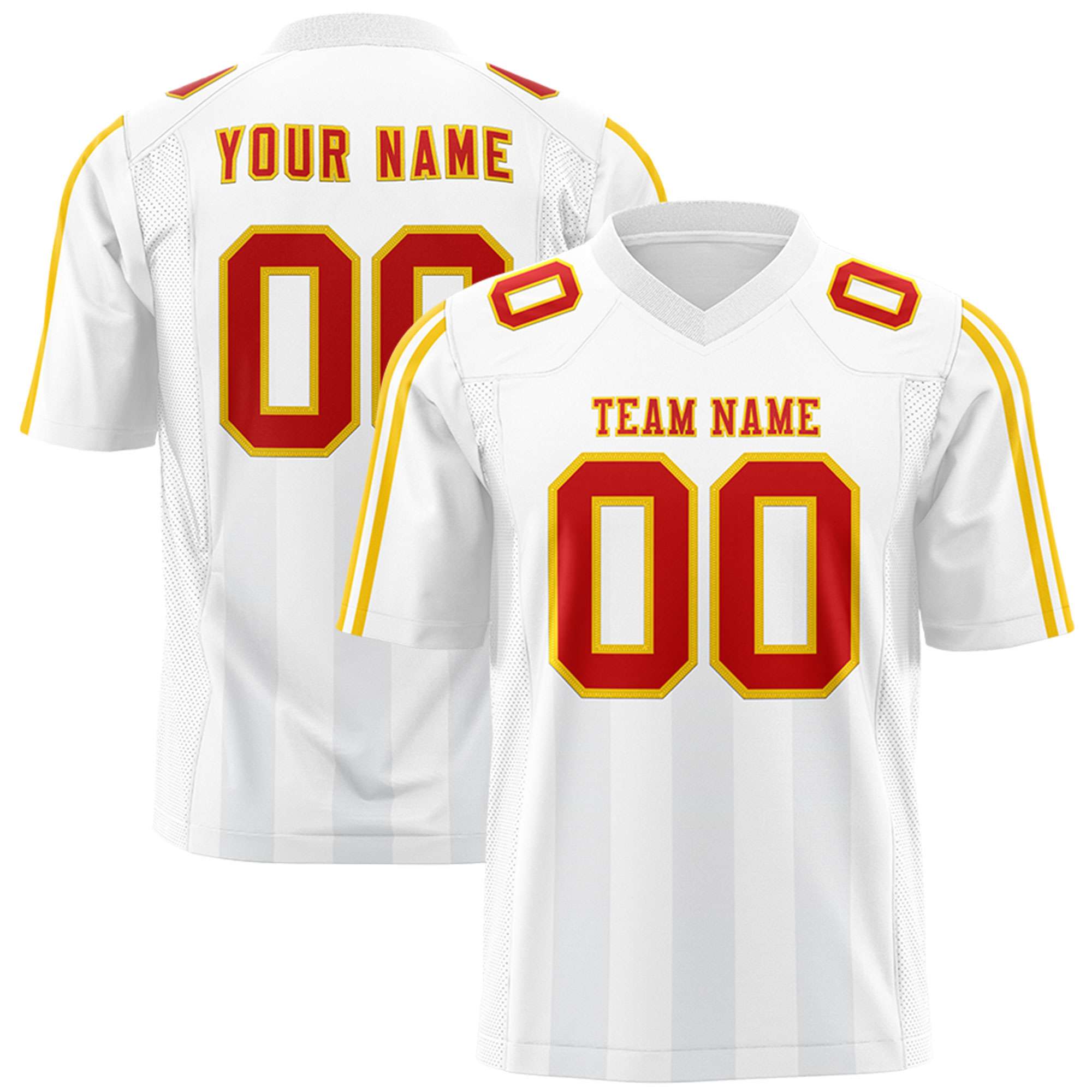 Custom White Gray Vertical Fine Stripe Gradient Fashion Personalized Team American Football Jersey