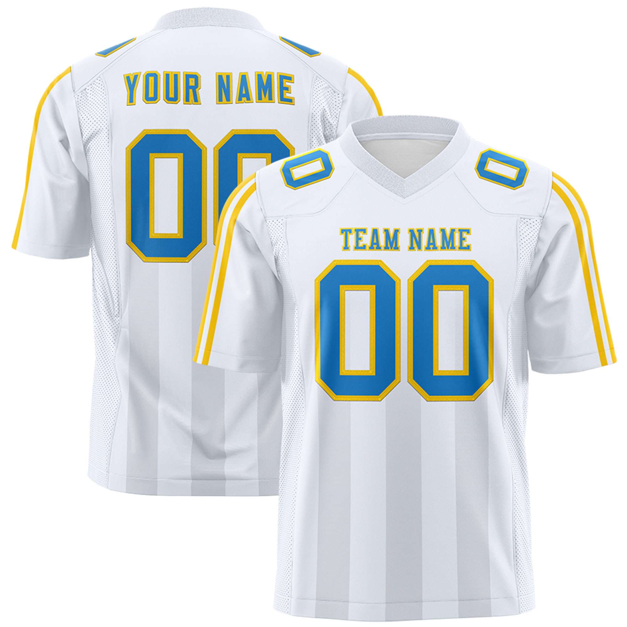 Custom White Gray Vertical Fine Stripe Gradient Fashion Personalized Team American Football Jersey