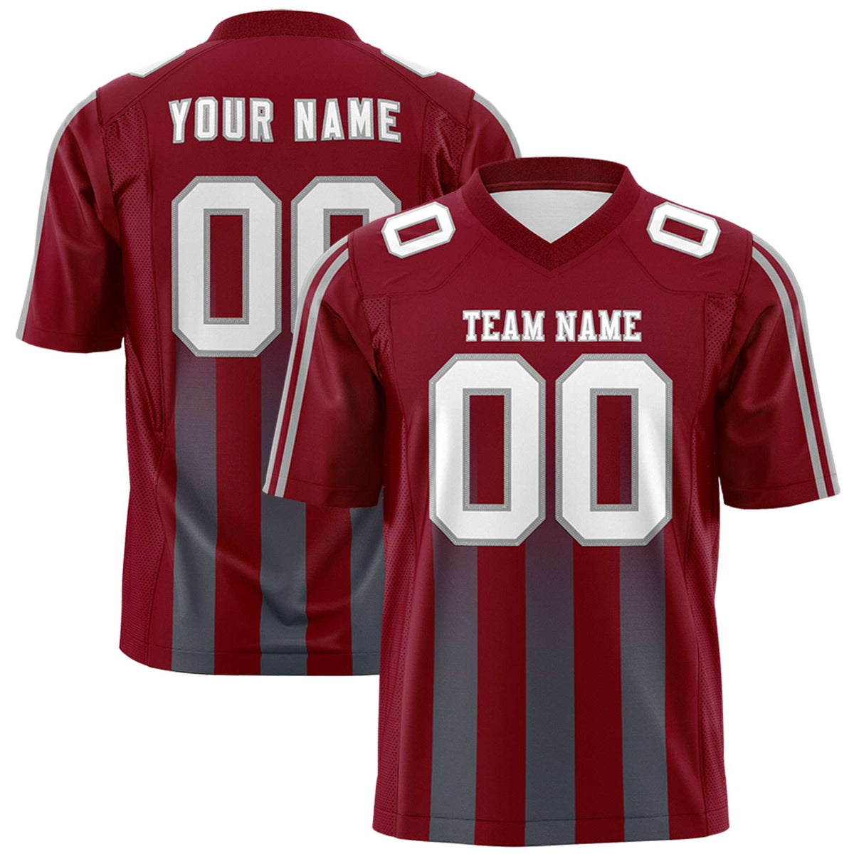 Custom Cardinal Dark Gray Vertical Fine Stripe Gradient Fashion Personalized Team American Football Jersey