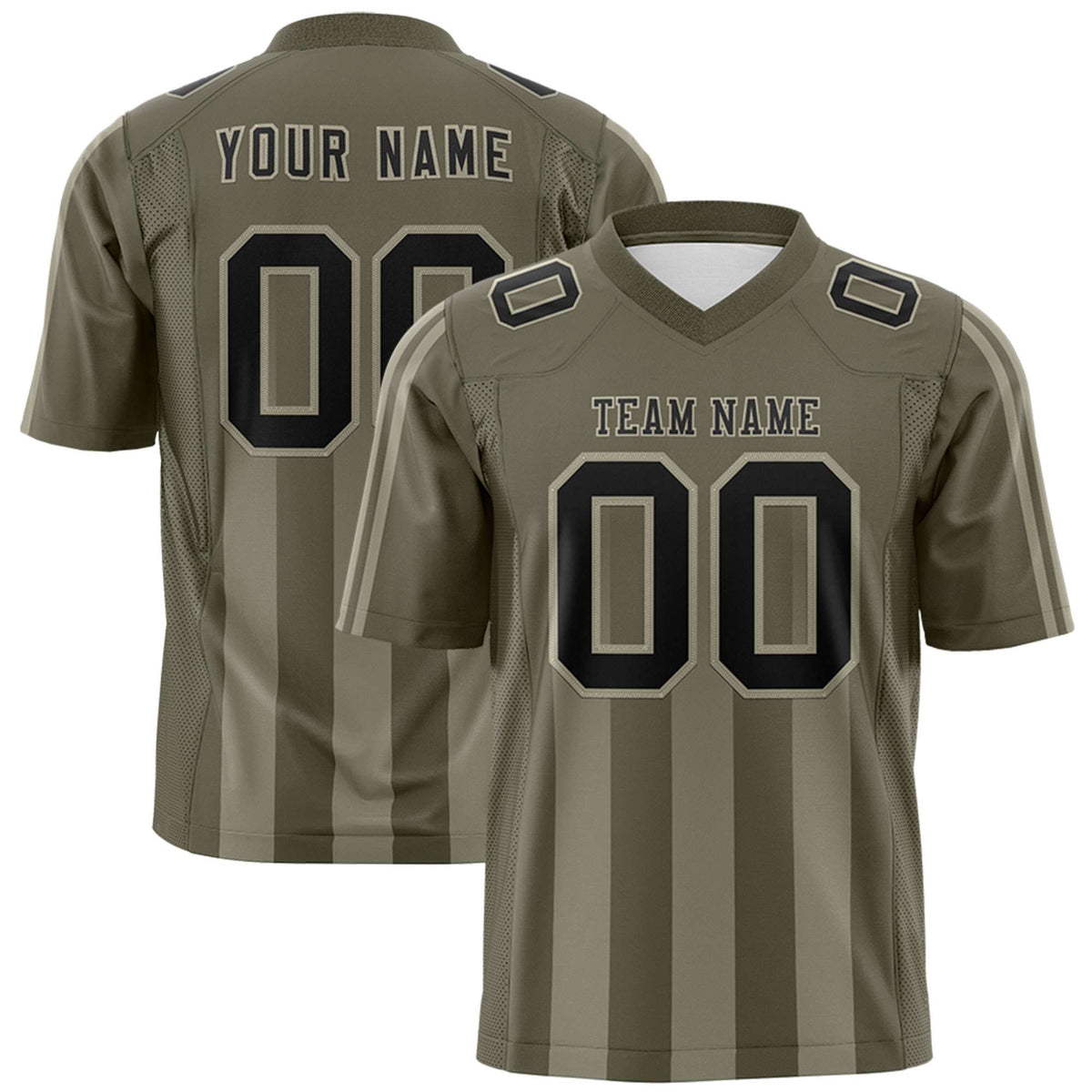 Custom Olive Camel Vertical Fine Stripe Gradient Fashion Personalized Team American Football Jersey