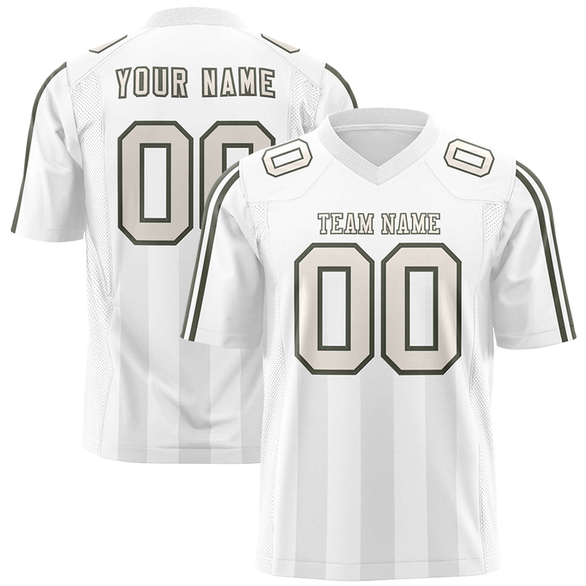 Custom White Gray Vertical Fine Stripe Gradient Fashion Personalized Team American Football Jersey