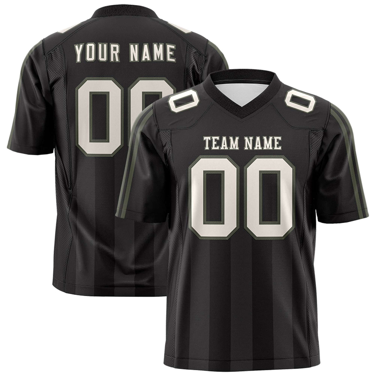 Custom Black Gray Vertical Fine Stripe Gradient Fashion Personalized Team American Football Jersey