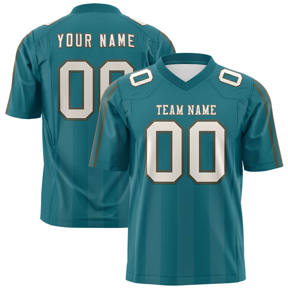 Custom Aqua Gray Vertical Fine Stripe Gradient Fashion Personalized Team American Football Jersey