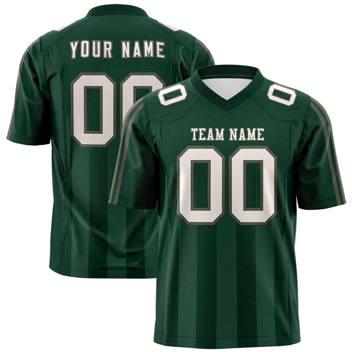 Custom Green White Vertical Fine Stripe Gradient Fashion Personalized Team American Football Jersey
