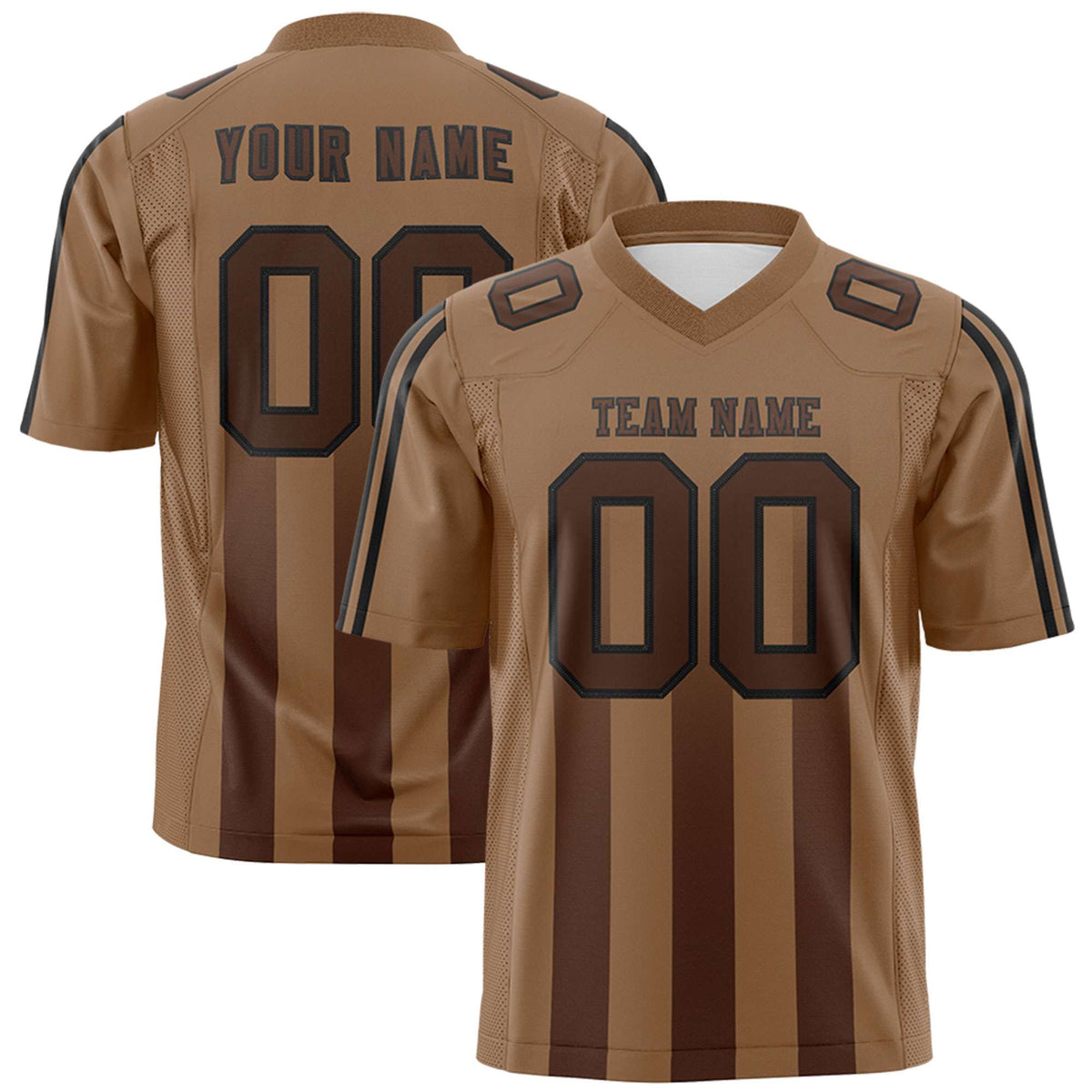 Custom Light Brown Brown Vertical Fine Stripe Gradient Fashion Personalized Team American Football Jersey