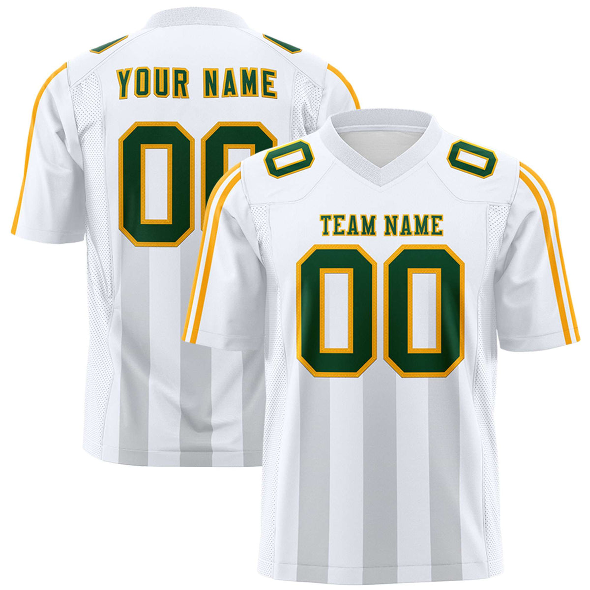 Custom White Gray Vertical Fine Stripe Gradient Fashion Personalized Team American Football Jersey