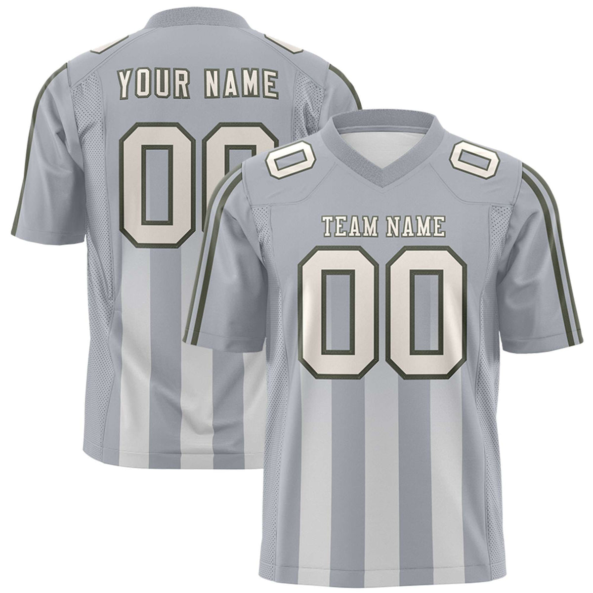 Custom Grey Gray Vertical Fine Stripe Gradient Fashion Personalized Team American Football Jersey
